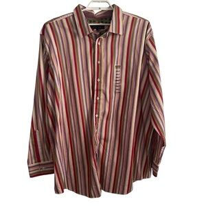 NWT Synrgy Men's Long Sleeve Button Front Shirt Size 3XLT striped